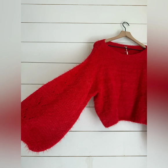 NWOT Free People Flurry Sweater in Red Size L - Picture 9 of 9